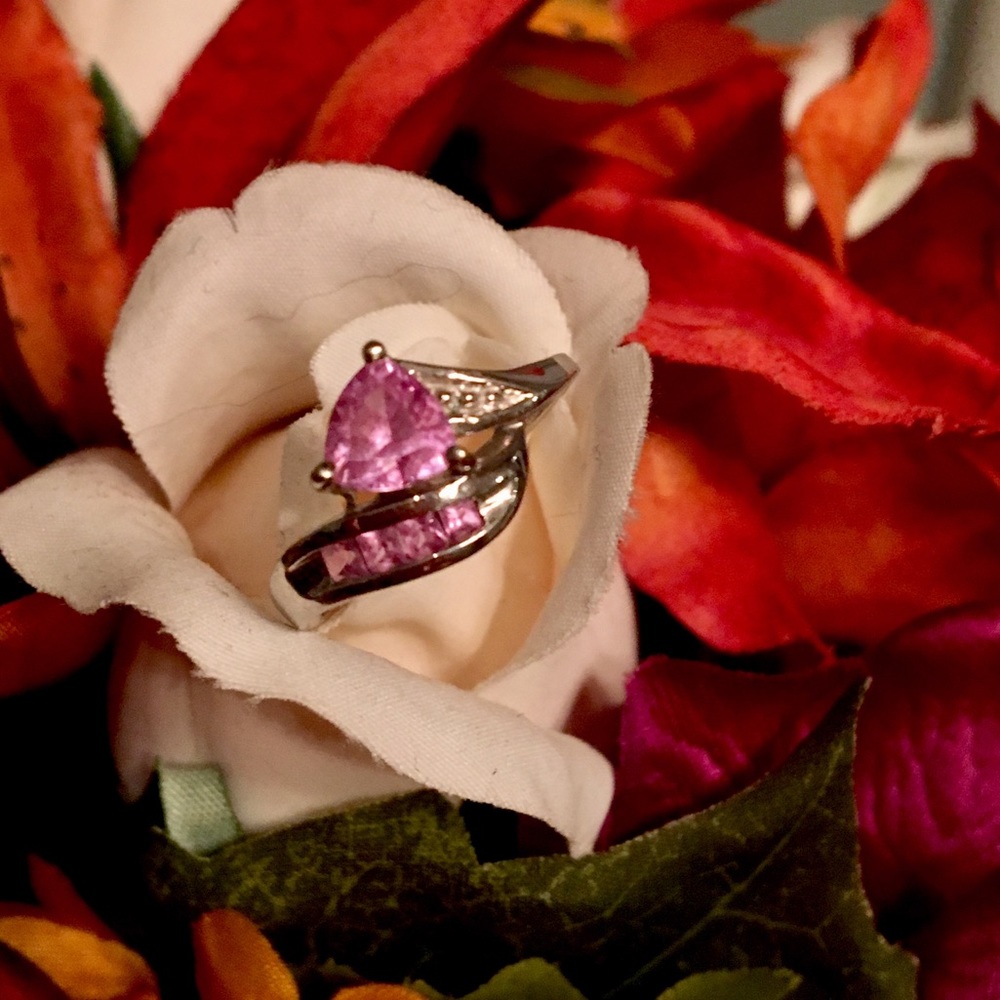 SALE! Trillion Cut Pink Sapphire Ring